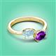 3 - Afra 1.32 ctw Aquamarine Pear Shape (7x5 mm) & Amethyst Oval Shape (7x5 mm) Toi Et Moi Engagement Ring 