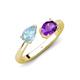 4 - Afra 1.32 ctw Aquamarine Pear Shape (7x5 mm) & Amethyst Oval Shape (7x5 mm) Toi Et Moi Engagement Ring 