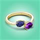 3 - Afra 1.32 ctw Iolite Pear Shape (7x5 mm) & Amethyst Oval Shape (7x5 mm) Toi Et Moi Engagement Ring 