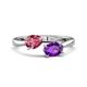 1 - Afra 1.42 ctw Pink Tourmaline Pear Shape (7x5 mm) & Amethyst Oval Shape (7x5 mm) Toi Et Moi Engagement Ring 
