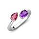 4 - Afra 1.42 ctw Pink Tourmaline Pear Shape (7x5 mm) & Amethyst Oval Shape (7x5 mm) Toi Et Moi Engagement Ring 