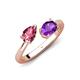 4 - Afra 1.42 ctw Pink Tourmaline Pear Shape (7x5 mm) & Amethyst Oval Shape (7x5 mm) Toi Et Moi Engagement Ring 