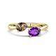 1 - Afra 1.37 ctw Smoky Quartz Pear Shape (7x5 mm) & Amethyst Oval Shape (7x5 mm) Toi Et Moi Engagement Ring 
