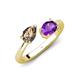 4 - Afra 1.37 ctw Smoky Quartz Pear Shape (7x5 mm) & Amethyst Oval Shape (7x5 mm) Toi Et Moi Engagement Ring 