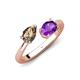 4 - Afra 1.37 ctw Smoky Quartz Pear Shape (7x5 mm) & Amethyst Oval Shape (7x5 mm) Toi Et Moi Engagement Ring 