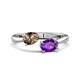 1 - Afra 1.37 ctw Smoky Quartz Pear Shape (7x5 mm) & Amethyst Oval Shape (7x5 mm) Toi Et Moi Engagement Ring 
