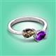 3 - Afra 1.37 ctw Smoky Quartz Pear Shape (7x5 mm) & Amethyst Oval Shape (7x5 mm) Toi Et Moi Engagement Ring 