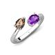 4 - Afra 1.37 ctw Smoky Quartz Pear Shape (7x5 mm) & Amethyst Oval Shape (7x5 mm) Toi Et Moi Engagement Ring 