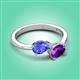3 - Afra 1.47 ctw Tanzanite Pear Shape (7x5 mm) & Amethyst Oval Shape (7x5 mm) Toi Et Moi Engagement Ring 