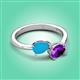 3 - Afra 1.07 ctw Turquoise Pear Shape (7x5 mm) & Amethyst Oval Shape (7x5 mm) Toi Et Moi Engagement Ring 