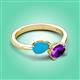 3 - Afra 1.07 ctw Turquoise Pear Shape (7x5 mm) & Amethyst Oval Shape (7x5 mm) Toi Et Moi Engagement Ring 