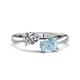 1 - Afra 1.47 ctw IGI Certified Lab Grown Diamond  Pear Shape (7x5 mm) & Aquamarine Oval Shape (7x5 mm) Toi Et Moi Engagement Ring 
