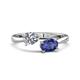 1 - Afra 1.42 ctw IGI Certified Lab Grown Diamond  Pear Shape (7x5 mm) & Iolite Oval Shape (7x5 mm) Toi Et Moi Engagement Ring 