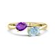 1 - Afra 1.37 ctw Amethyst Pear Shape (7x5 mm) & Aquamarine Oval Shape (7x5 mm) Toi Et Moi Engagement Ring 