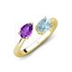 4 - Afra 1.37 ctw Amethyst Pear Shape (7x5 mm) & Aquamarine Oval Shape (7x5 mm) Toi Et Moi Engagement Ring 