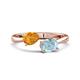 1 - Afra 1.37 ctw Citrine Pear Shape (7x5 mm) & Aquamarine Oval Shape (7x5 mm) Toi Et Moi Engagement Ring 