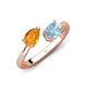 4 - Afra 1.37 ctw Citrine Pear Shape (7x5 mm) & Aquamarine Oval Shape (7x5 mm) Toi Et Moi Engagement Ring 