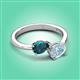 3 - Afra 1.57 ctw London Blue Topaz Pear Shape (7x5 mm) & Aquamarine Oval Shape (7x5 mm) Toi Et Moi Engagement Ring 