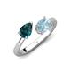 4 - Afra 1.57 ctw London Blue Topaz Pear Shape (7x5 mm) & Aquamarine Oval Shape (7x5 mm) Toi Et Moi Engagement Ring 