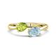 1 - Afra 1.52 ctw Peridot Pear Shape (7x5 mm) & Aquamarine Oval Shape (7x5 mm) Toi Et Moi Engagement Ring 