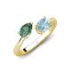 4 - Afra 1.58 ctw Lab Created Alexandrite Pear Shape (7x5 mm) & Aquamarine Oval Shape (7x5 mm) Toi Et Moi Engagement Ring 