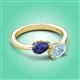 3 - Afra 1.32 ctw Iolite Pear Shape (7x5 mm) & Aquamarine Oval Shape (7x5 mm) Toi Et Moi Engagement Ring 