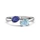1 - Afra 1.32 ctw Iolite Pear Shape (7x5 mm) & Aquamarine Oval Shape (7x5 mm) Toi Et Moi Engagement Ring 