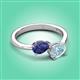 3 - Afra 1.32 ctw Iolite Pear Shape (7x5 mm) & Aquamarine Oval Shape (7x5 mm) Toi Et Moi Engagement Ring 