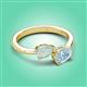 3 - Afra 1.07 ctw Opal Pear Shape (7x5 mm) & Aquamarine Oval Shape (7x5 mm) Toi Et Moi Engagement Ring 