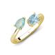 4 - Afra 1.07 ctw Opal Pear Shape (7x5 mm) & Aquamarine Oval Shape (7x5 mm) Toi Et Moi Engagement Ring 