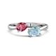 1 - Afra 1.42 ctw Pink Tourmaline Pear Shape (7x5 mm) & Aquamarine Oval Shape (7x5 mm) Toi Et Moi Engagement Ring 