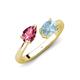 4 - Afra 1.42 ctw Pink Tourmaline Pear Shape (7x5 mm) & Aquamarine Oval Shape (7x5 mm) Toi Et Moi Engagement Ring 