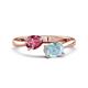 1 - Afra 1.42 ctw Pink Tourmaline Pear Shape (7x5 mm) & Aquamarine Oval Shape (7x5 mm) Toi Et Moi Engagement Ring 