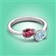 3 - Afra 1.42 ctw Pink Tourmaline Pear Shape (7x5 mm) & Aquamarine Oval Shape (7x5 mm) Toi Et Moi Engagement Ring 