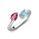 4 - Afra 1.42 ctw Pink Tourmaline Pear Shape (7x5 mm) & Aquamarine Oval Shape (7x5 mm) Toi Et Moi Engagement Ring 
