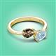 3 - Afra 1.37 ctw Smoky Quartz Pear Shape (7x5 mm) & Aquamarine Oval Shape (7x5 mm) Toi Et Moi Engagement Ring 