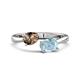 1 - Afra 1.37 ctw Smoky Quartz Pear Shape (7x5 mm) & Aquamarine Oval Shape (7x5 mm) Toi Et Moi Engagement Ring 