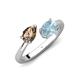 4 - Afra 1.37 ctw Smoky Quartz Pear Shape (7x5 mm) & Aquamarine Oval Shape (7x5 mm) Toi Et Moi Engagement Ring 