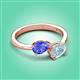 3 - Afra 1.47 ctw Tanzanite Pear Shape (7x5 mm) & Aquamarine Oval Shape (7x5 mm) Toi Et Moi Engagement Ring 