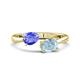 1 - Afra 1.47 ctw Tanzanite Pear Shape (7x5 mm) & Aquamarine Oval Shape (7x5 mm) Toi Et Moi Engagement Ring 