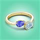 3 - Afra 1.47 ctw Tanzanite Pear Shape (7x5 mm) & Aquamarine Oval Shape (7x5 mm) Toi Et Moi Engagement Ring 