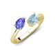 4 - Afra 1.47 ctw Tanzanite Pear Shape (7x5 mm) & Aquamarine Oval Shape (7x5 mm) Toi Et Moi Engagement Ring 