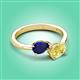 3 - Afra 1.90 ctw Blue Sapphire Pear Shape (7x5 mm) & Yellow Sapphire Oval Shape (7x5 mm) Toi Et Moi Engagement Ring 