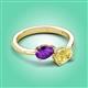 3 - Afra 1.65 ctw Amethyst Pear Shape (7x5 mm) & Yellow Sapphire Oval Shape (7x5 mm) Toi Et Moi Engagement Ring 