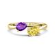 1 - Afra 1.65 ctw Amethyst Pear Shape (7x5 mm) & Yellow Sapphire Oval Shape (7x5 mm) Toi Et Moi Engagement Ring 