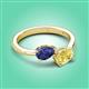 3 - Afra 1.60 ctw Iolite Pear Shape (7x5 mm) & Yellow Sapphire Oval Shape (7x5 mm) Toi Et Moi Engagement Ring 
