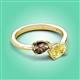 3 - Afra 1.65 ctw Smoky Quartz Pear Shape (7x5 mm) & Yellow Sapphire Oval Shape (7x5 mm) Toi Et Moi Engagement Ring 