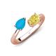 4 - Afra 1.35 ctw Turquoise Pear Shape (7x5 mm) & Yellow Sapphire Oval Shape (7x5 mm) Toi Et Moi Engagement Ring 