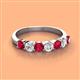 3 - Kathleen 3.40 mm Round Ruby and Lab Grown Diamond Wedding Band 