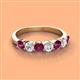 3 - Kathleen 3.40 mm Round Rhodolite Garnet and Lab Grown Diamond Wedding Band 